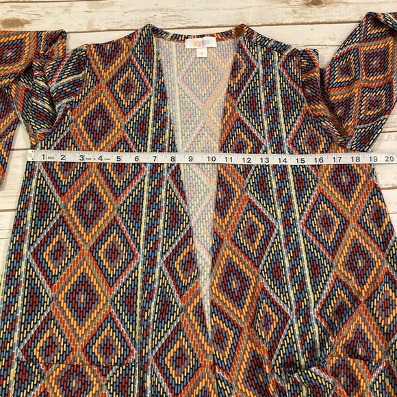 LuLaRoe Sarah Long Duster Cardigan Geometric Print Small - Picture 3 of 11